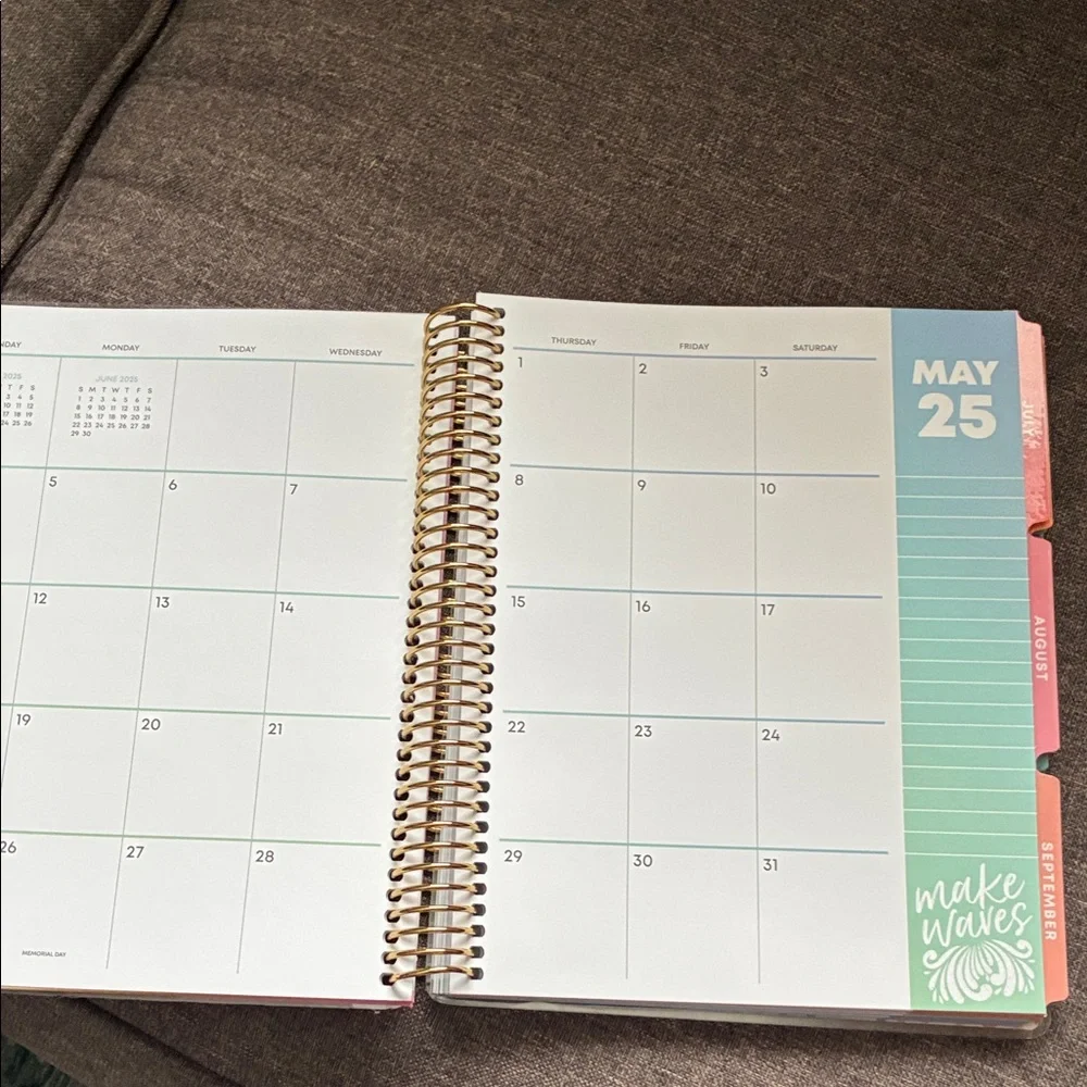 Blue Sky Vibrant Planner with Gold Spiral 2026